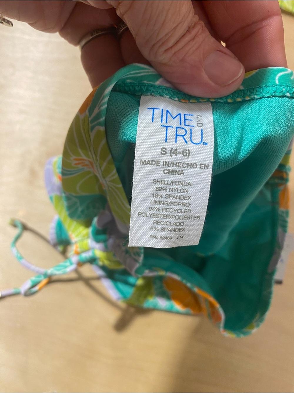 Time and Tru Floral Tie-String Bikini Set Small (4-6) (RF) - Picture 6 of 6